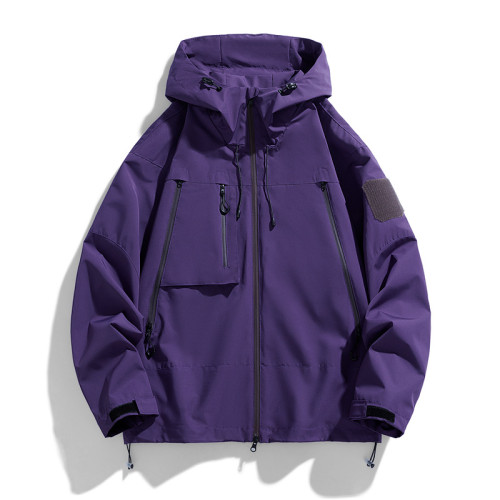 Windproof Men's Jacket Removable Hood Outdoor Sports Jacket Windbreaker