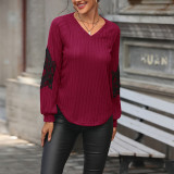 Contrast Lace Raglan Sleeve Tee