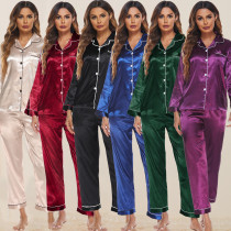 Womens Satin Pajamas Set - 2 Piece pajamas Soft Sleepwear Loungewear Button-Down Pj Sets