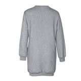 Button Detail Slant Pocket Sweatshirt Dress