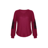Contrast Lace Raglan Sleeve Tee