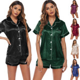 Women's Two-Piece Satin Pajamas Pants Set Couples Women's Pajamas Homewear