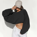 Women Y2K Chic Drop Shoulder Cropped Pullover Sweatshirt