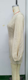 Fashion Glitter Sequin Nightclub Jumpsuit High Waist Wide Leg  Long Sleeve Split Rompers