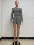 Womens Sequin Romper Deep V Neck Party Glitter Playsuit Romper