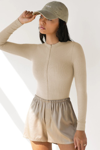 Sexy Hot Girl Sweater Tight Long Sleeve Zipper Knitting Bodysuits