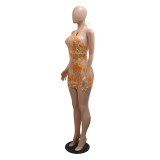 Sexy Sequin Halter Luxury Dresses Backless Club Bodycon Mini Dress
