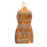 Sexy Sequin Halter Luxury Dresses Backless Club Bodycon Mini Dress