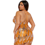 Sexy Sequin Halter Luxury Dresses Backless Club Bodycon Mini Dress