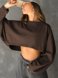 Women Y2K Chic Drop Shoulder Cropped Pullover Sweatshirt