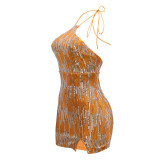 Sexy Sequin Halter Luxury Dresses Backless Club Bodycon Mini Dress