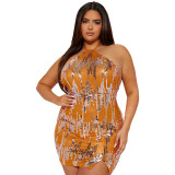 Sexy Sequin Halter Luxury Dresses Backless Club Bodycon Mini Dress
