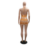 Sexy Sequin Halter Luxury Dresses Backless Club Bodycon Mini Dress