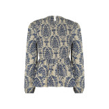 Allover Floral Print Long Sleeve Blouse