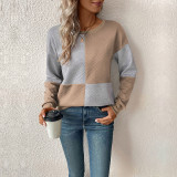 Pullover Stitching Color Block Drop Shoulder Sweatshirt