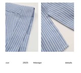 Striped Print Half Button Batwing Sleeve Shirt