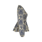 Allover Floral Print Long Sleeve Blouse
