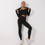 Seamless Yoga Suit 3-piece Women's Sports Fitness Suit Fitness Sports Suit Yoga Suit Fitness Running Suit Leggings Suit