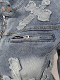 Cross Your Mind Denim Jacket Skirt Set