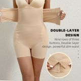 High-Waisted Buckle Closure Waist Cincher Tummy Control Sponge Pad and Butt Lifter Pants