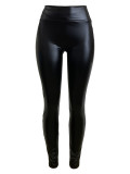 High-waisted High-elastic PU Leather Bodycon Pants