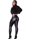 High-waisted High-elastic PU Leather Bodycon Pants