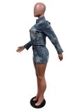 Cross Your Mind Denim Jacket Skirt Set