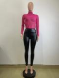 High-waisted High-elastic PU Leather Bodycon Pants