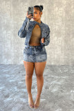 Cross Your Mind Denim Jacket Skirt Set
