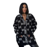 Autumn/winter Loose Knitted Single-breasted  Sweater Dress with Pocket