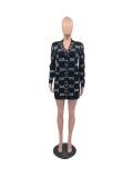 Autumn/winter Loose Knitted Single-breasted  Sweater Dress with Pocket