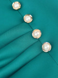 Shawl Collar Button Detail Split Thigh Dress