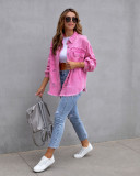 Women Denim Coat Raw Edge Ripped Long Sleeve Classic Distressed Practical Jean Jacket