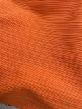Solid Color Orange Polo Neck Slit Midi Dresses