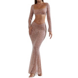 Sexy Rhinestone Top Mermaid Skirt Dress Set