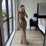 Sexy Rhinestone Top Mermaid Skirt Dress Set