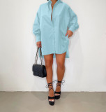 Casual Loose Shirt Dress Long Sleeve Fall Clothing for Women Birthday Outfits Button