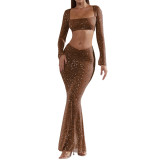 Sexy Rhinestone Top Mermaid Skirt Dress Set