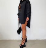 Casual Loose Shirt Dress Long Sleeve Fall Clothing for Women Birthday Outfits Button