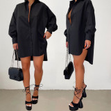 Casual Loose Shirt Dress Long Sleeve Fall Clothing for Women Birthday Outfits Button