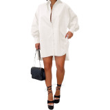 Casual Loose Shirt Dress Long Sleeve Fall Clothing for Women Birthday Outfits Button