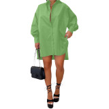 Casual Loose Shirt Dress Long Sleeve Fall Clothing for Women Birthday Outfits Button