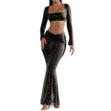 Sexy Rhinestone Top Mermaid Skirt Dress Set