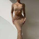 Sexy Rhinestone Top Mermaid Skirt Dress Set