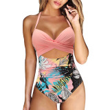 Solid Conservative Multi-color Open Back One-piece Swimsuit