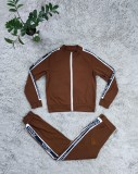 Fashion Printed Embroidered Zipper Two Piece Tracksuit