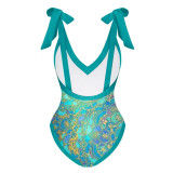 Multi-colored Printed Sexy Two-piece Swimsuit Dress for Women
