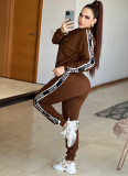Fashion Printed Embroidered Zipper Two Piece Tracksuit