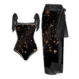 Multi-colored Printed Sexy Two-piece Swimsuit Dress for Women