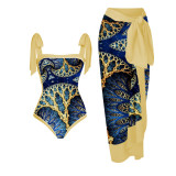 Multi-colored Printed Sexy Two-piece Swimsuit Dress for Women